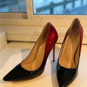 Red and Black Ombré Patent Stiletto Pumps - Women